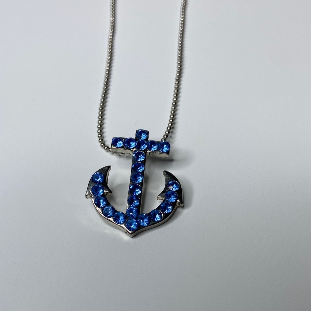 Blue Anchor Pendant Necklace